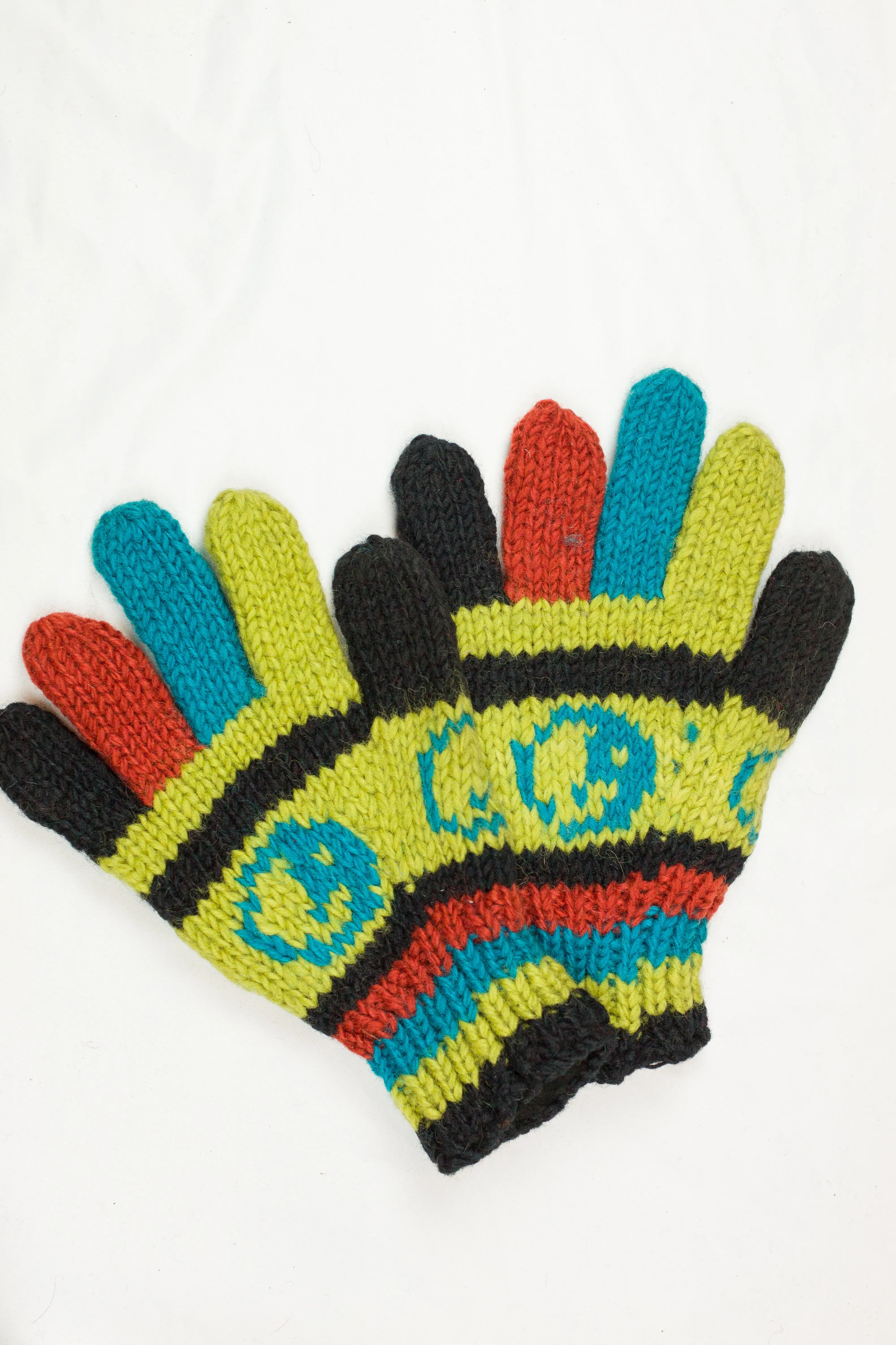Hand knitted woolen gloves with soft inner fleece liner - unisex