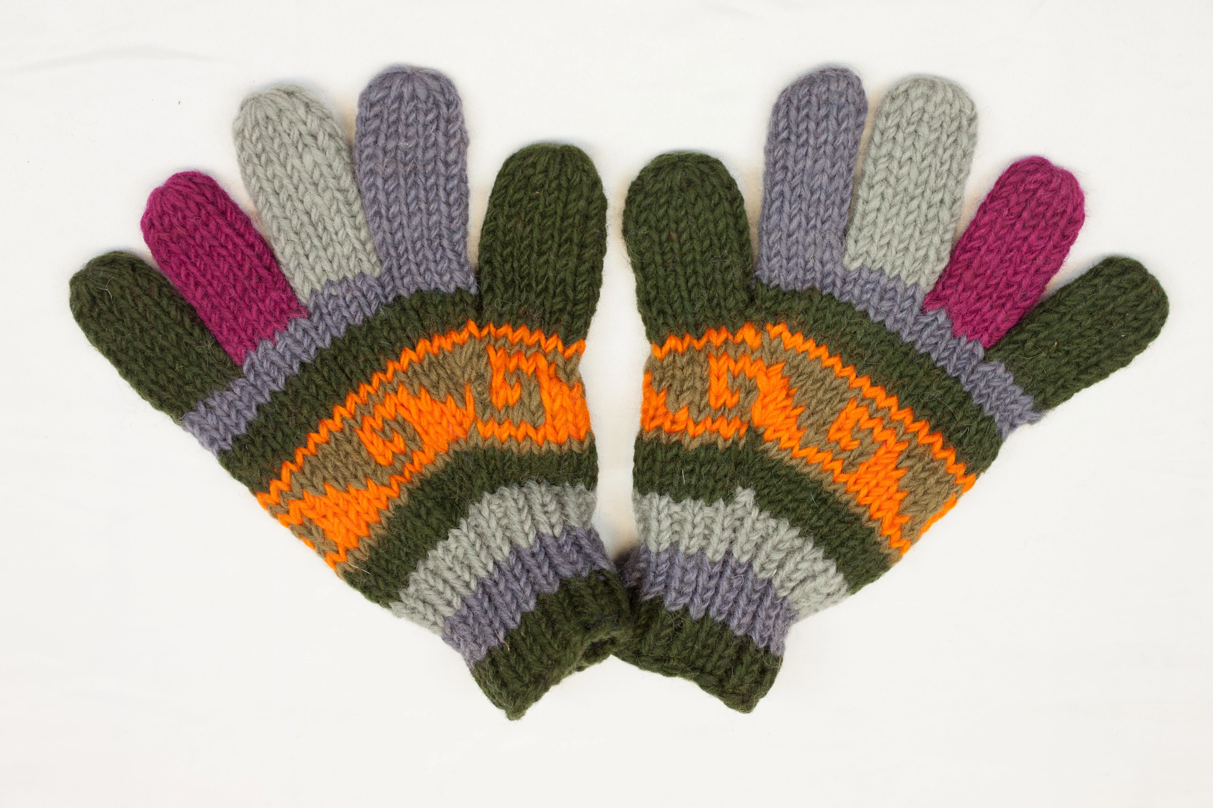 Hand knitted woolen gloves with soft inner fleece liner - unisex