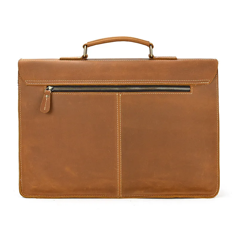 Handcrafted Top Grain Genuine Leather Laptop Briefcase Business Handbag Men Messenger Bag
