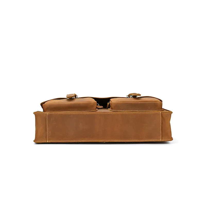 Handcrafted Top Grain Genuine Leather Laptop Briefcase Business Handbag Men Messenger Bag