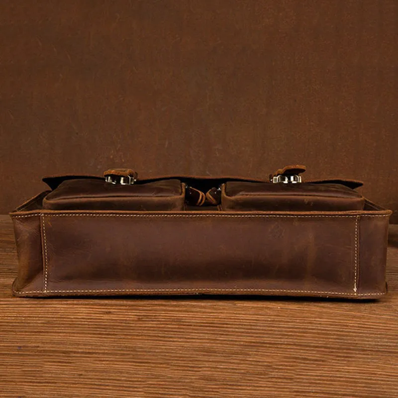 Handcrafted Top Grain Genuine Leather Laptop Briefcase Business Handbag Men Messenger Bag