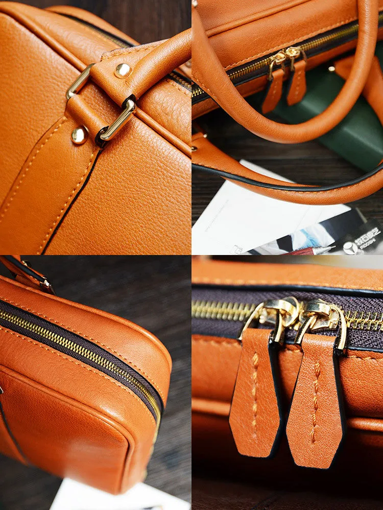 Handmade Tan Brown Leather Laptop Bag, Briefcase, Messenger Shoulder Bag D007