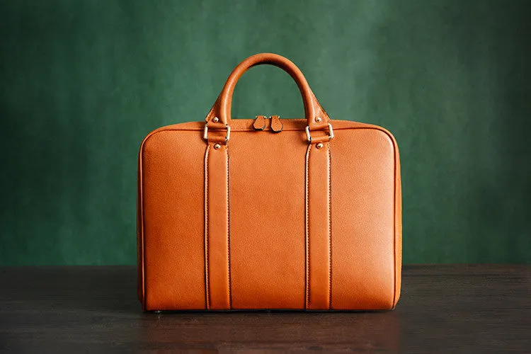 Handmade Tan Brown Leather Laptop Bag, Briefcase, Messenger Shoulder Bag D007