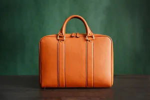 Handmade Tan Brown Leather Laptop Bag, Briefcase, Messenger Shoulder Bag D007