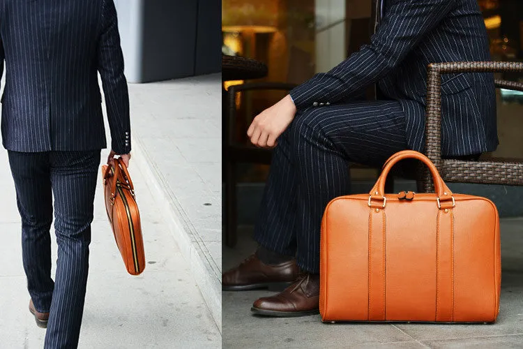 Handmade Tan Brown Leather Laptop Bag, Briefcase, Messenger Shoulder Bag D007