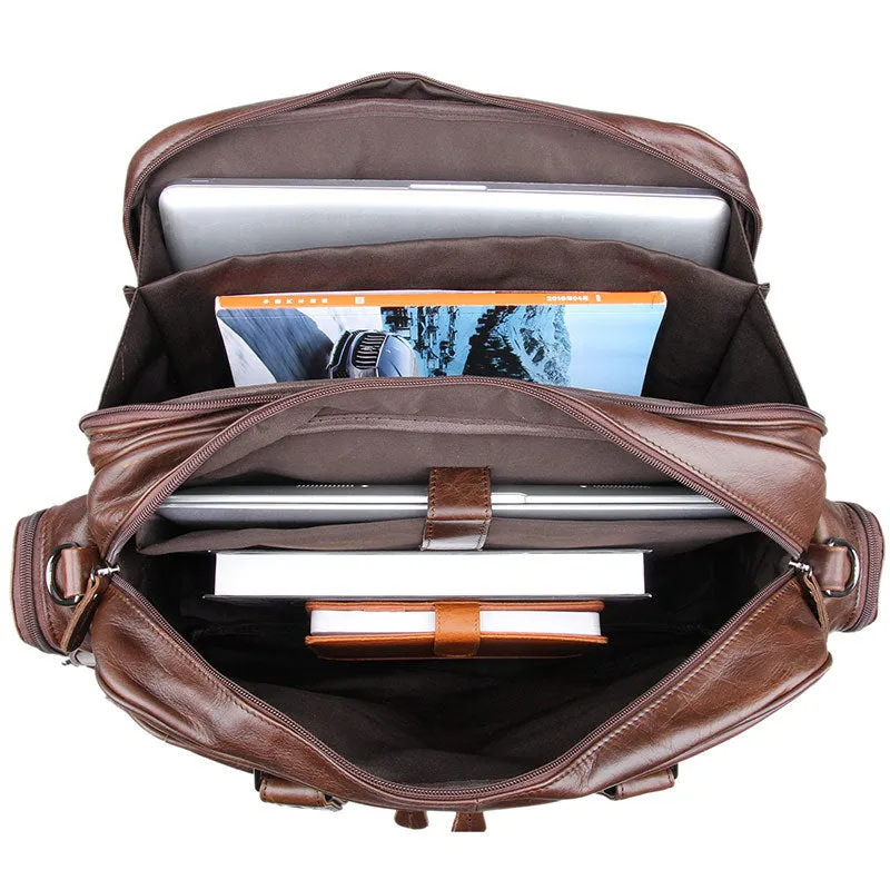 Handmade Top Grain Leather Briefcase Messenger Bag Men's Laptop Bag