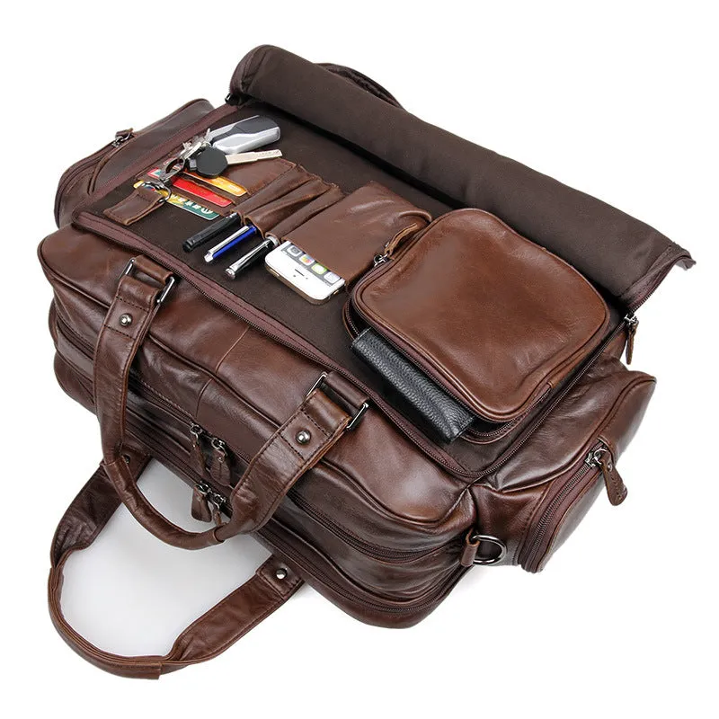 Handmade Top Grain Leather Briefcase Messenger Bag Men's Laptop Bag