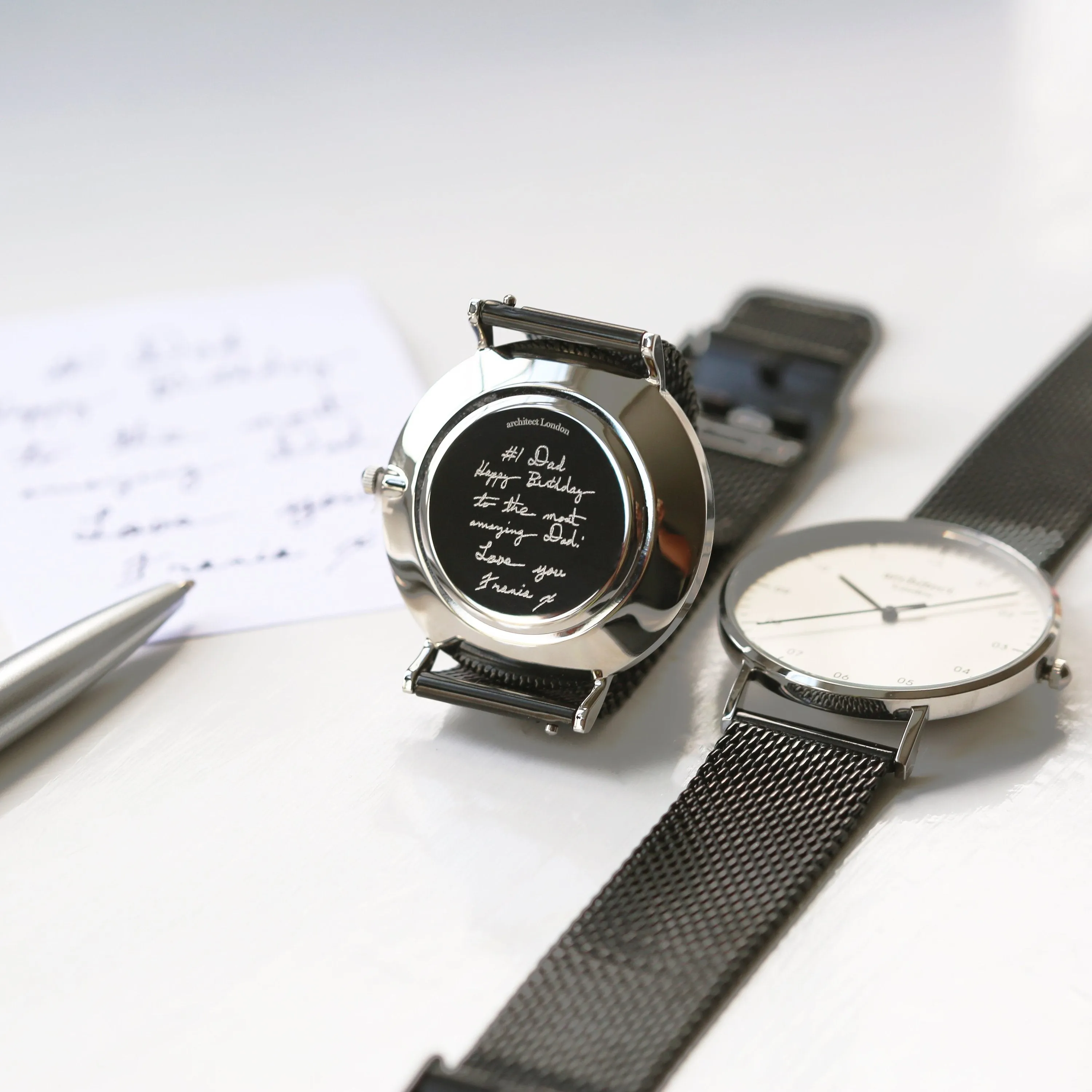 Handwriting Engraving - Men's Architect Zephyr   Pitch Black Mesh