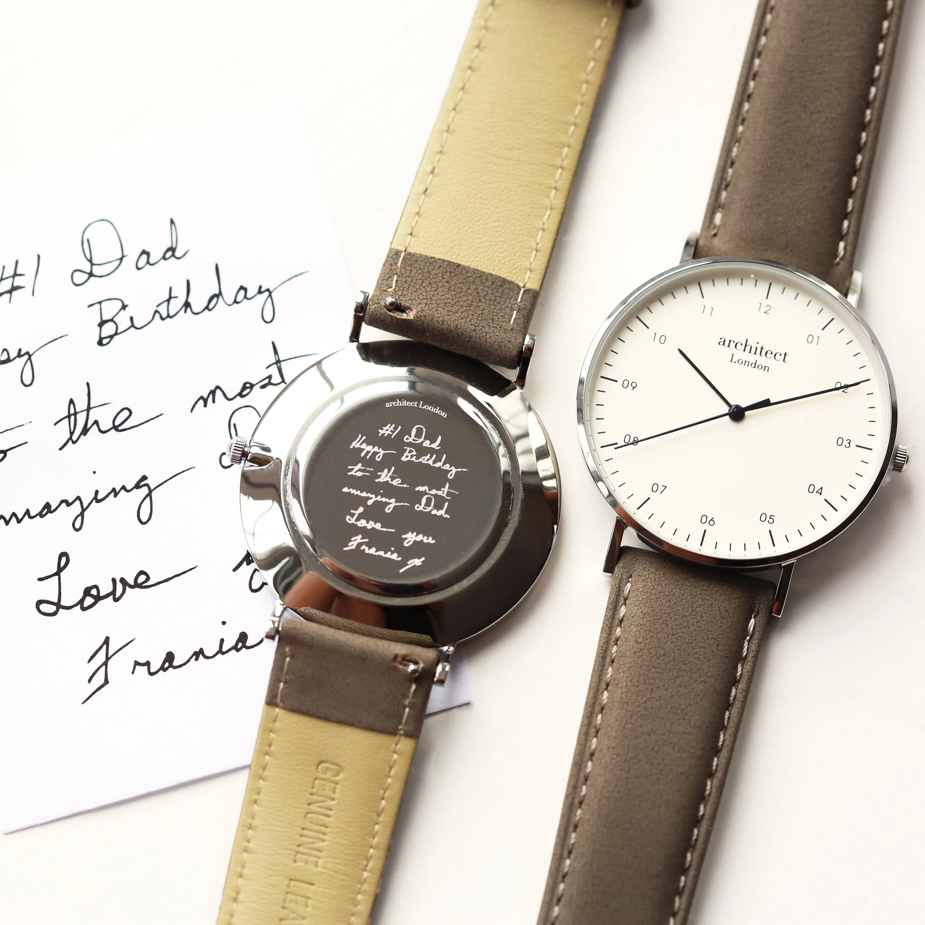 Handwriting Engraving - Men's Architect Zephyr   Urban Grey Strap
