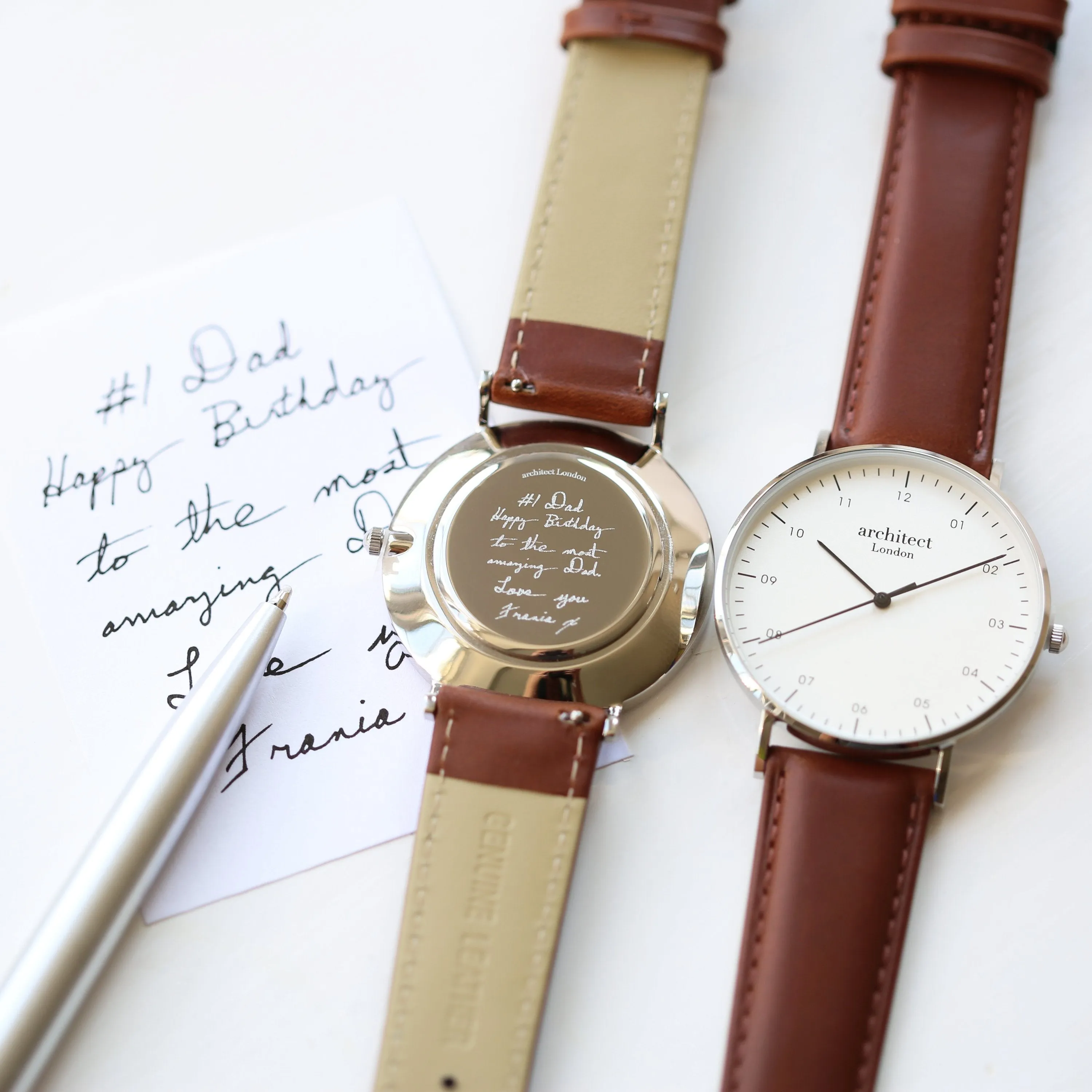 Handwriting Engraving - Men's Architect Zephyr   Walnut Strap