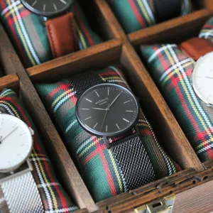 Handwriting Engraving - Men's Minimalist Watch   Pitch Black Mesh