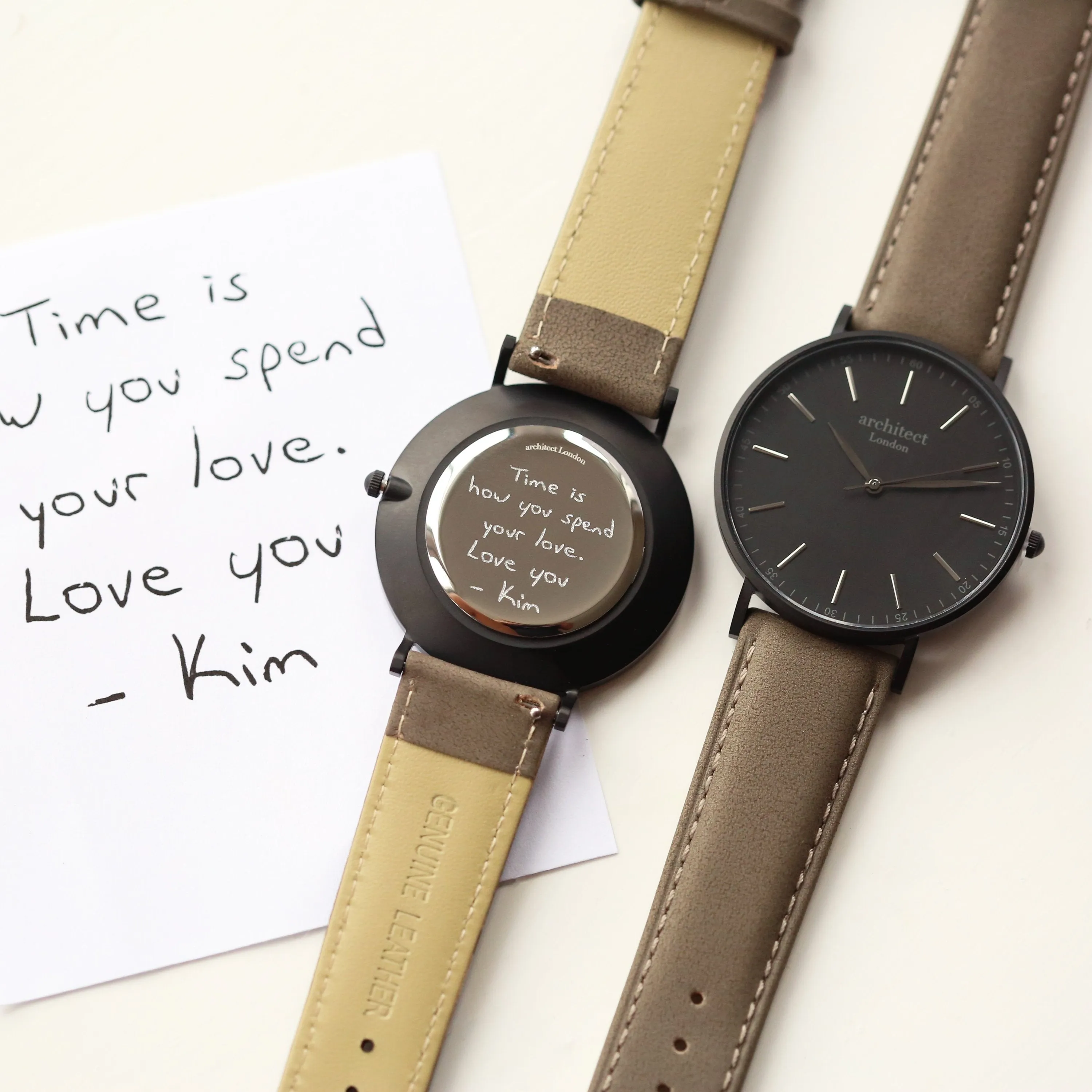 Handwriting Engraving - Men's Minimalist Watch   Urban Grey Strap