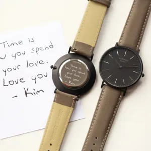 Handwriting Engraving - Men's Minimalist Watch   Urban Grey Strap