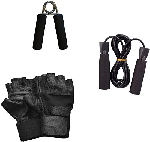 HASHTAG FITNESS Leather Home Gym Set, 50 kg, Black (1233), PVC