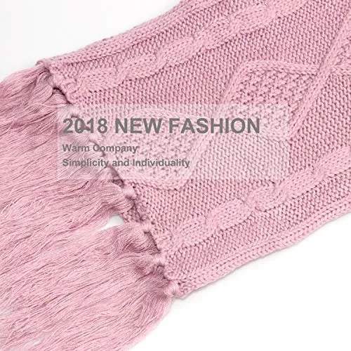 Hat Glove Scarf Set Women, 3 in 1 Beanie Hat and Scarf Winter Set Knit Warm Winter Gift Set for Women Girls (Pink)
