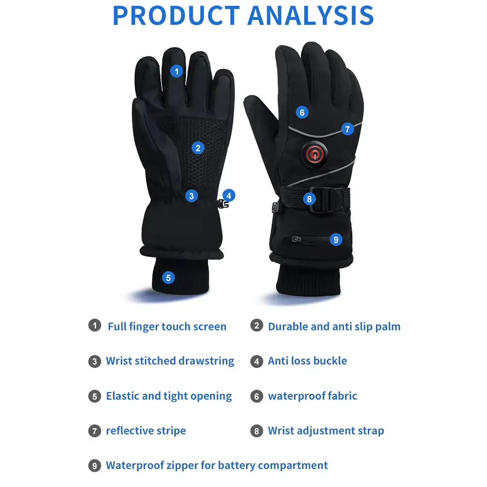 Heated Touchscreen Winter Gloves for Skiing & Hiking