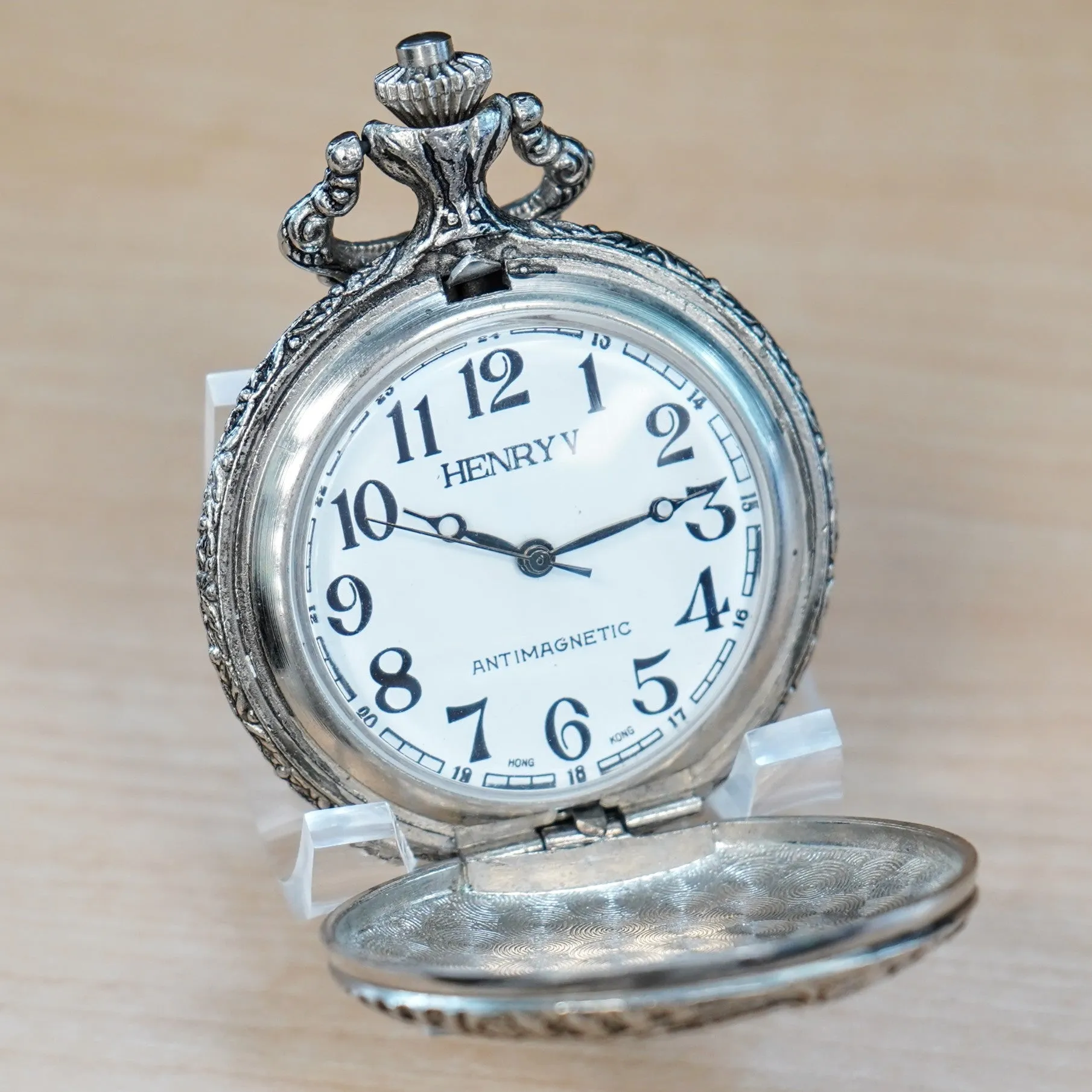 HENRY V Manual Pocket Watch Antimagnetic Railroad Engraved Decorated Hunter Case