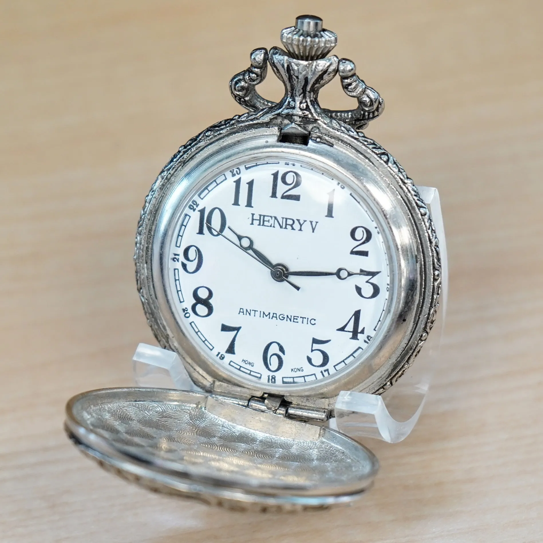 HENRY V Manual Pocket Watch Antimagnetic Railroad Engraved Decorated Hunter Case