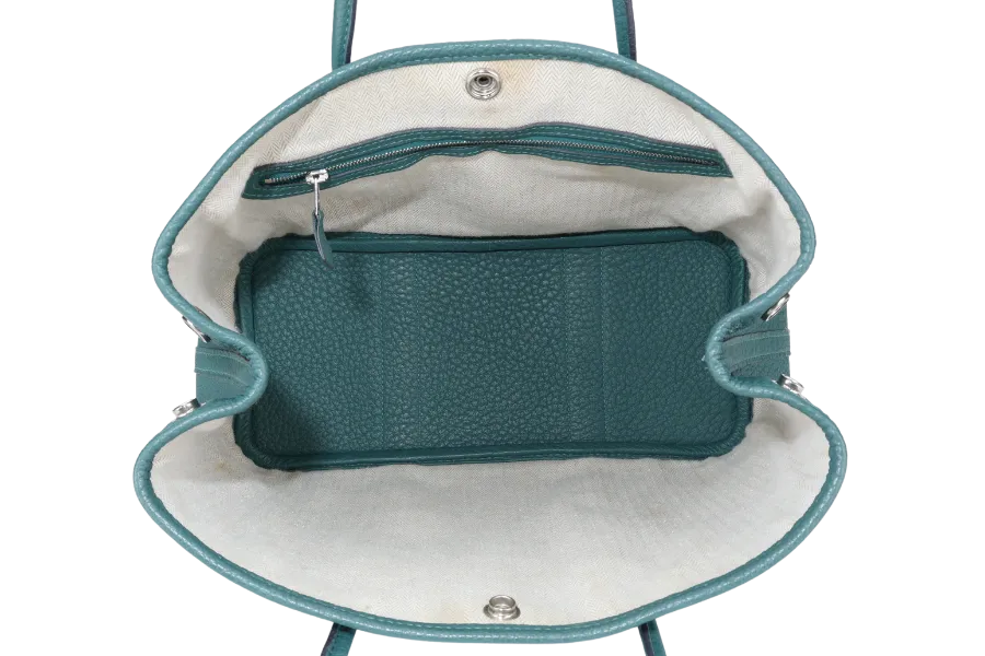 HERMES GARDEN PARTY TPM 30CM MALACHITE STAMP Q (2013) NEGONDA LEATHER PALLADIUM HARDWARE WITH DUST COVER