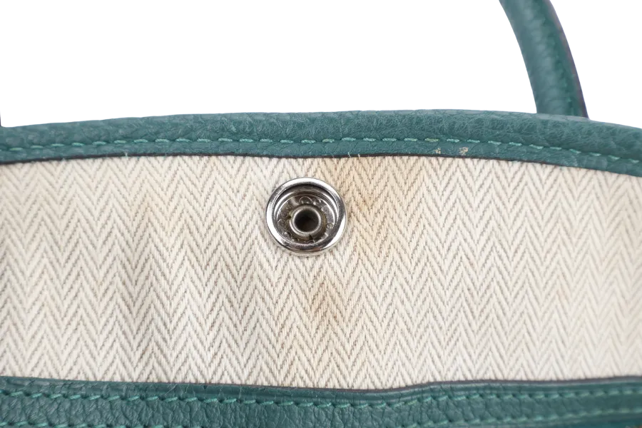 HERMES GARDEN PARTY TPM 30CM MALACHITE STAMP Q (2013) NEGONDA LEATHER PALLADIUM HARDWARE WITH DUST COVER
