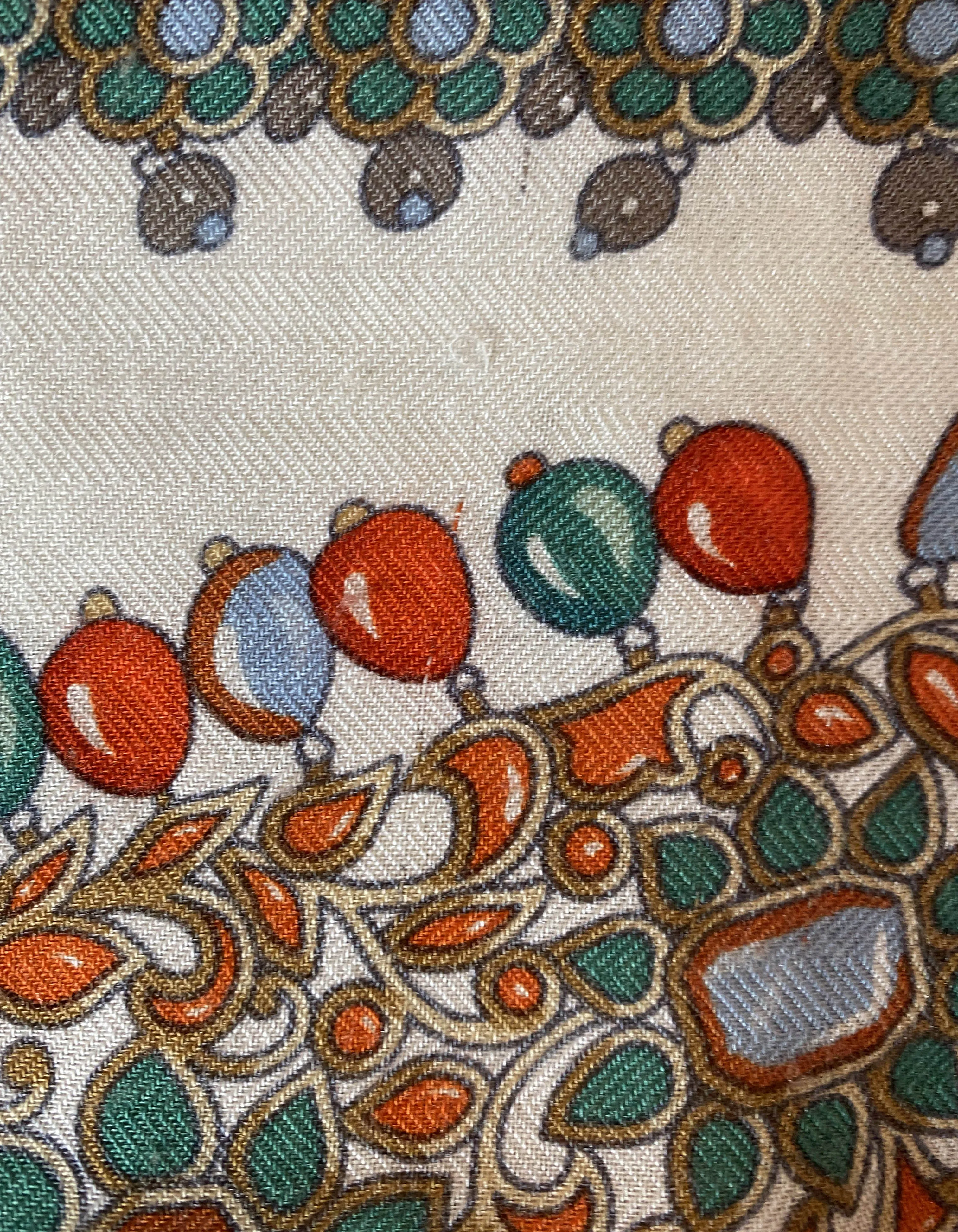 Hermes Multicolor Parures des Maharajas Silk & Cashmere 140 Shawl