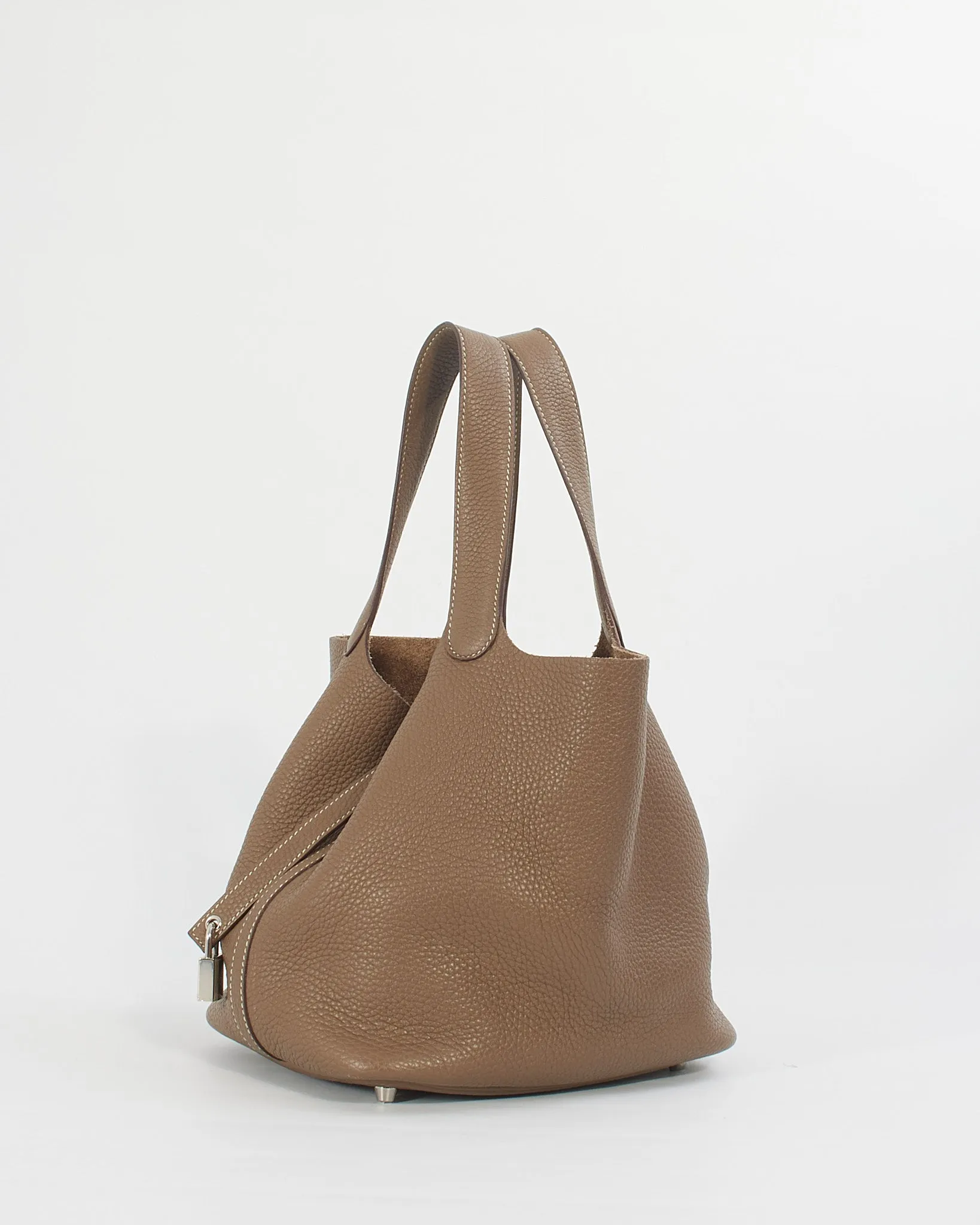 Hermès Etoupe Taurillon Clemence Picotin 22 Tote