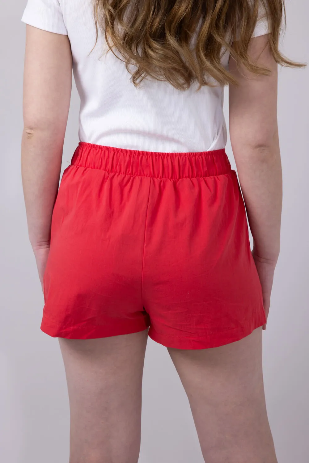 High-Rise Bow Patch Boxer Shorts for Women in Red | IP5175-RED