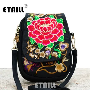 Hmong Ethnic Boho Hobo Embroidery Shoppers Bag Women's Shoulder Brand Messenger Bags Logo Indian Thailand Embroidered Handbag
