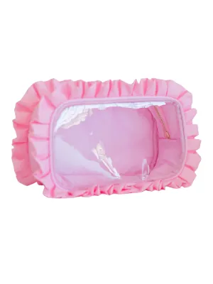 Hollis Ruffled Nylon Clear Pouch - Pink