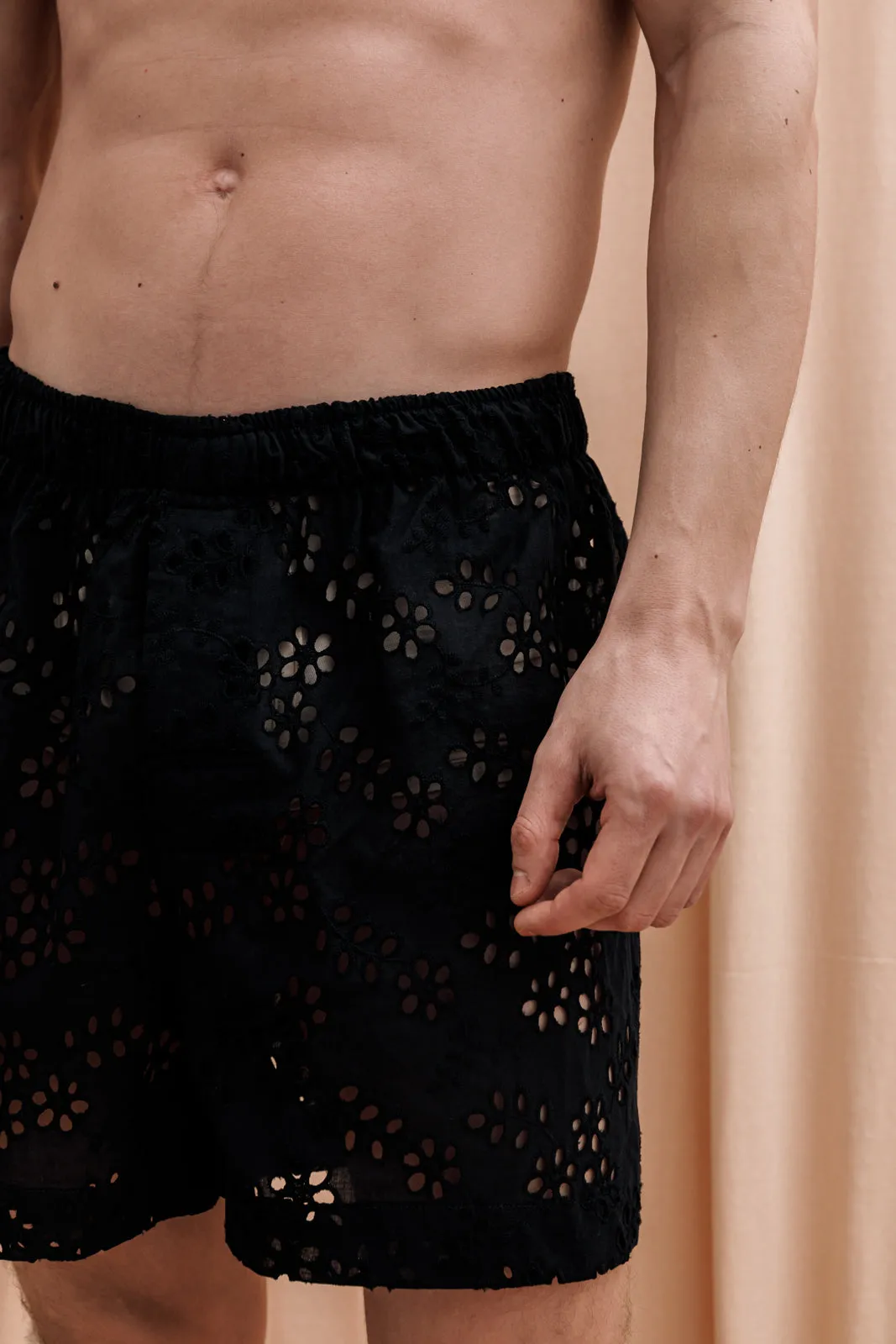 Iberis Embroidered Boxer Shorts Black