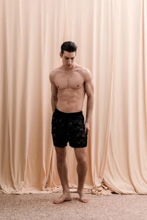 Iberis Embroidered Boxer Shorts Black