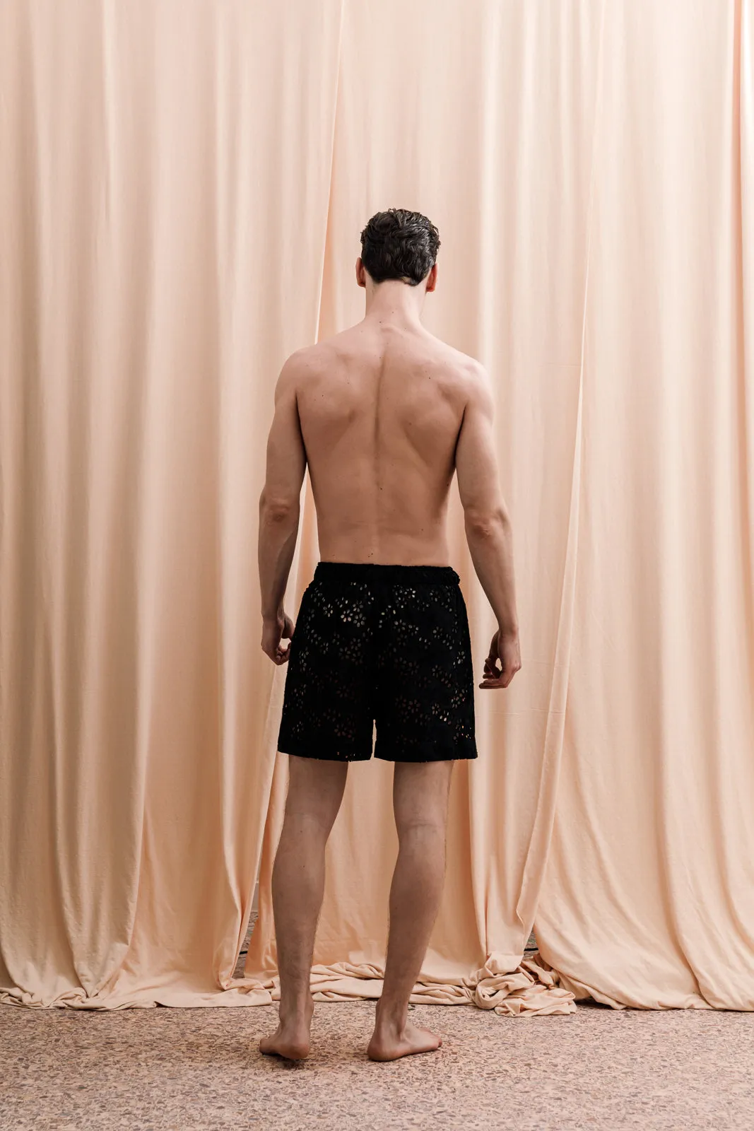 Iberis Embroidered Boxer Shorts Black