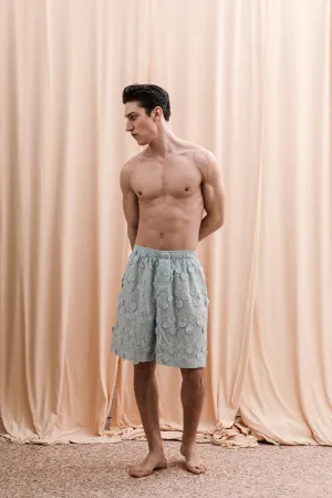 Iberis Embroidered Boxer Shorts Light Blue