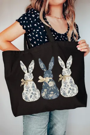 Indigo Bunny Trio Canvas Jumbo Tote