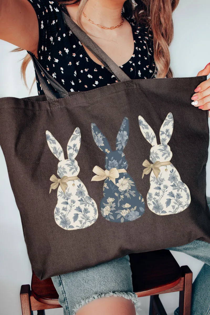 Indigo Bunny Trio Canvas Jumbo Tote
