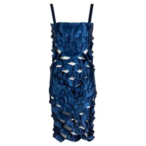 ISSEY MIYAKE Blue Satin Ribbon Cage Dress | Size S