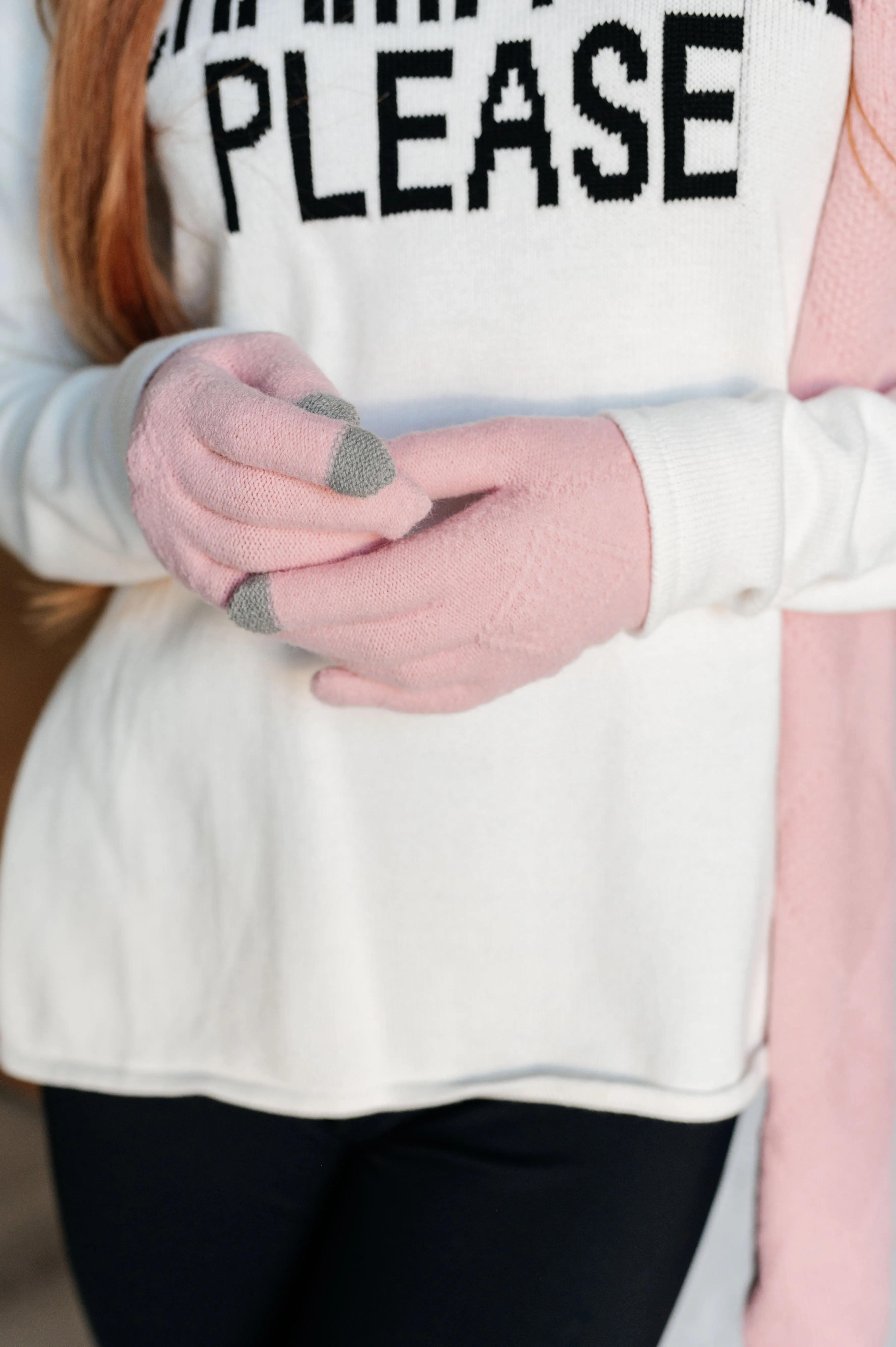 Jane Frost Winter Accessory Set - Pink Beanie, Scarf, and Touch Screen Gloves