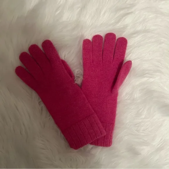 JOIE Hot Pink 100% 2- Ply Cashmere Sweater, FREE matching Cashmere Gloves