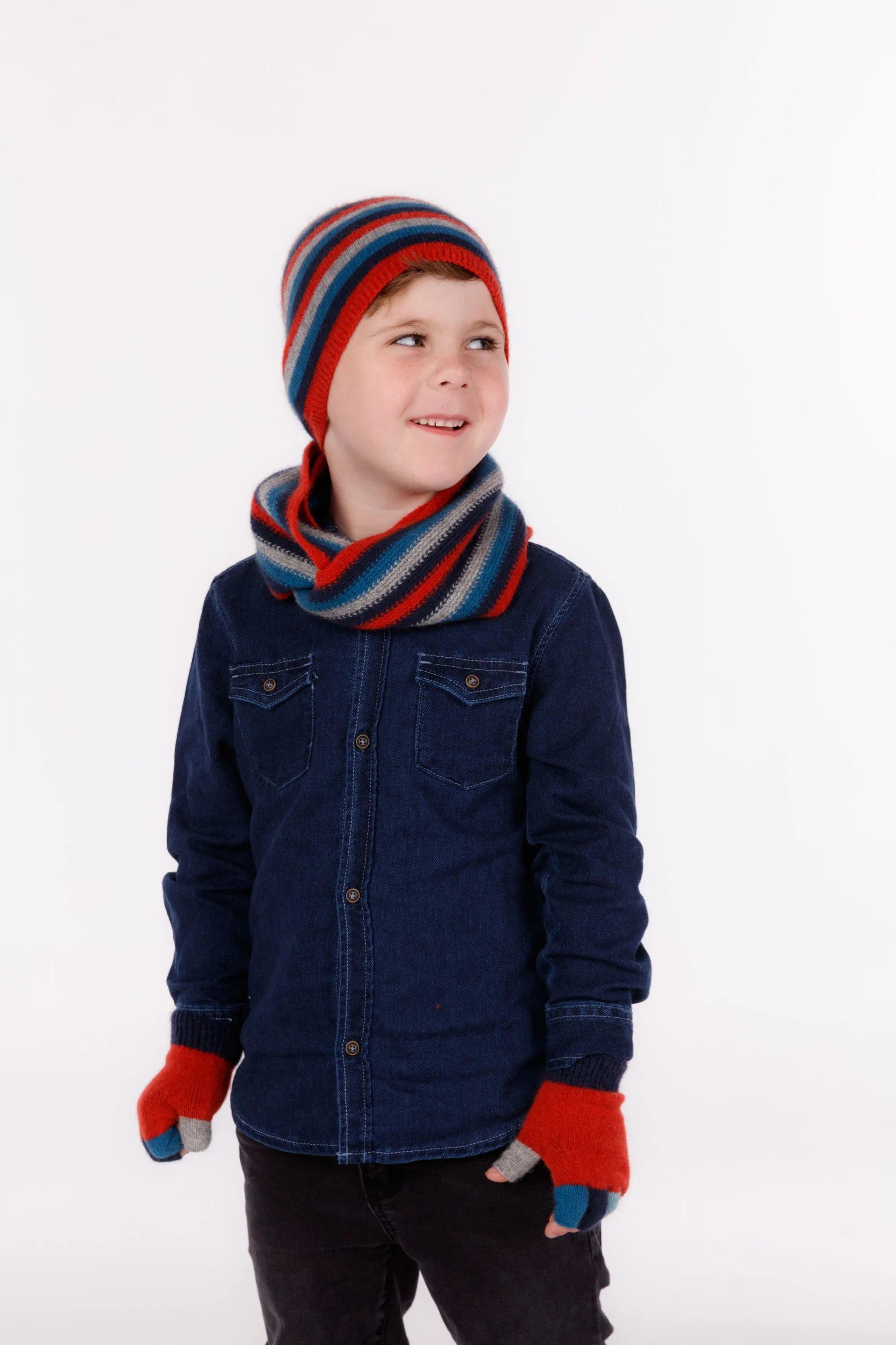 Kids Multicolour Fingerless Gloves