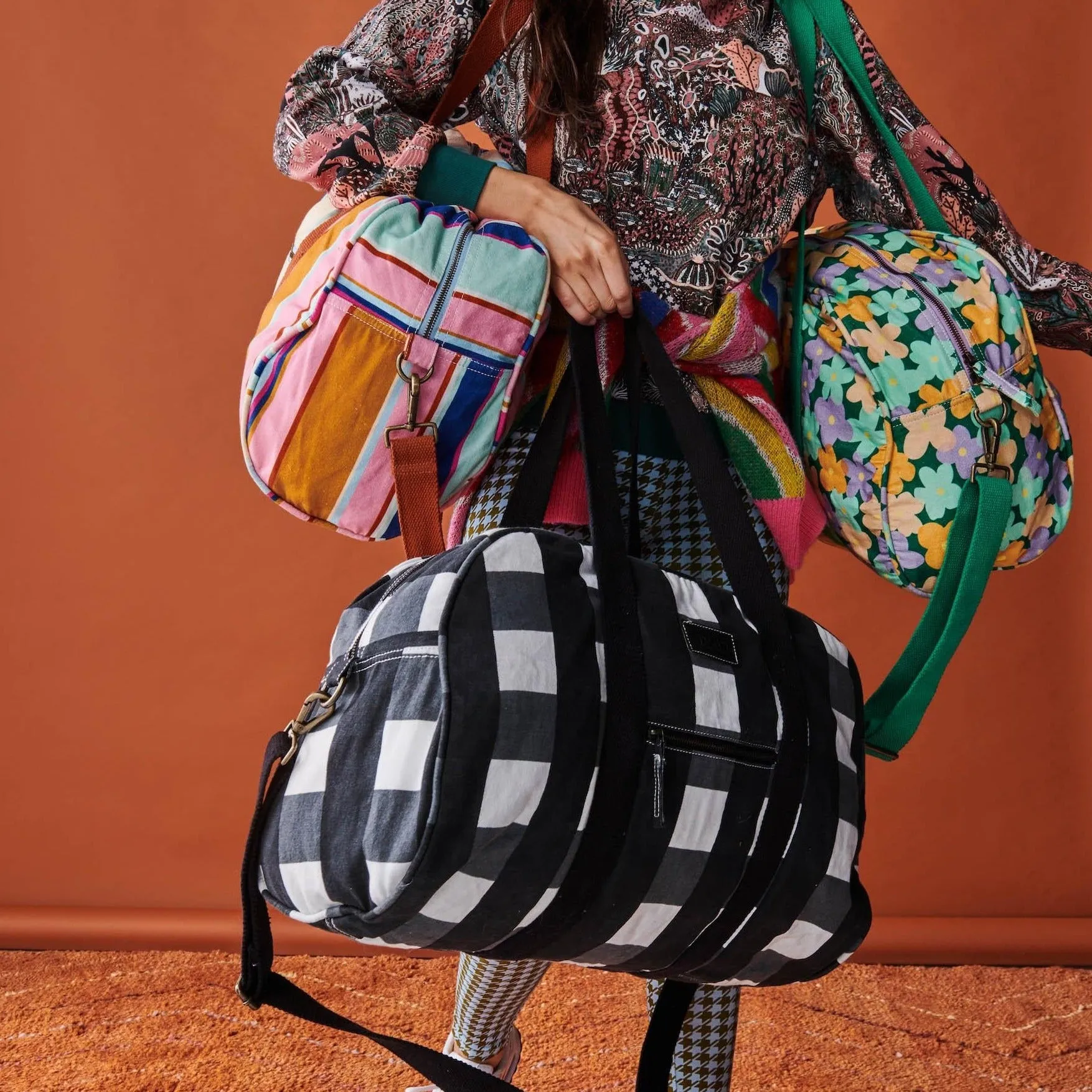 Kip&Co Duffle Bag | Black & White Gingham