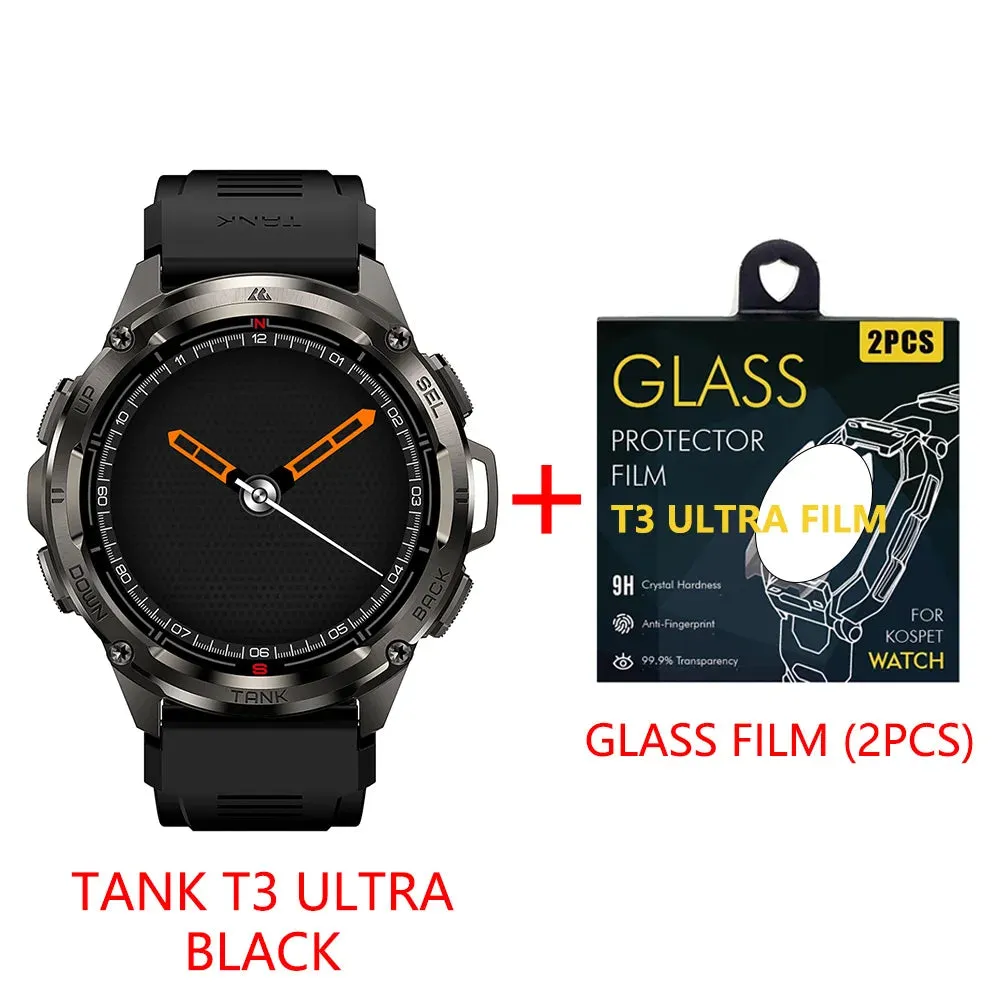 KOSPET TANK T3 Ultra Smart Watch for Men -GPS AMOLED AOD Bluetooth Fitness Tracker 470mAh Digital Electronic Watch