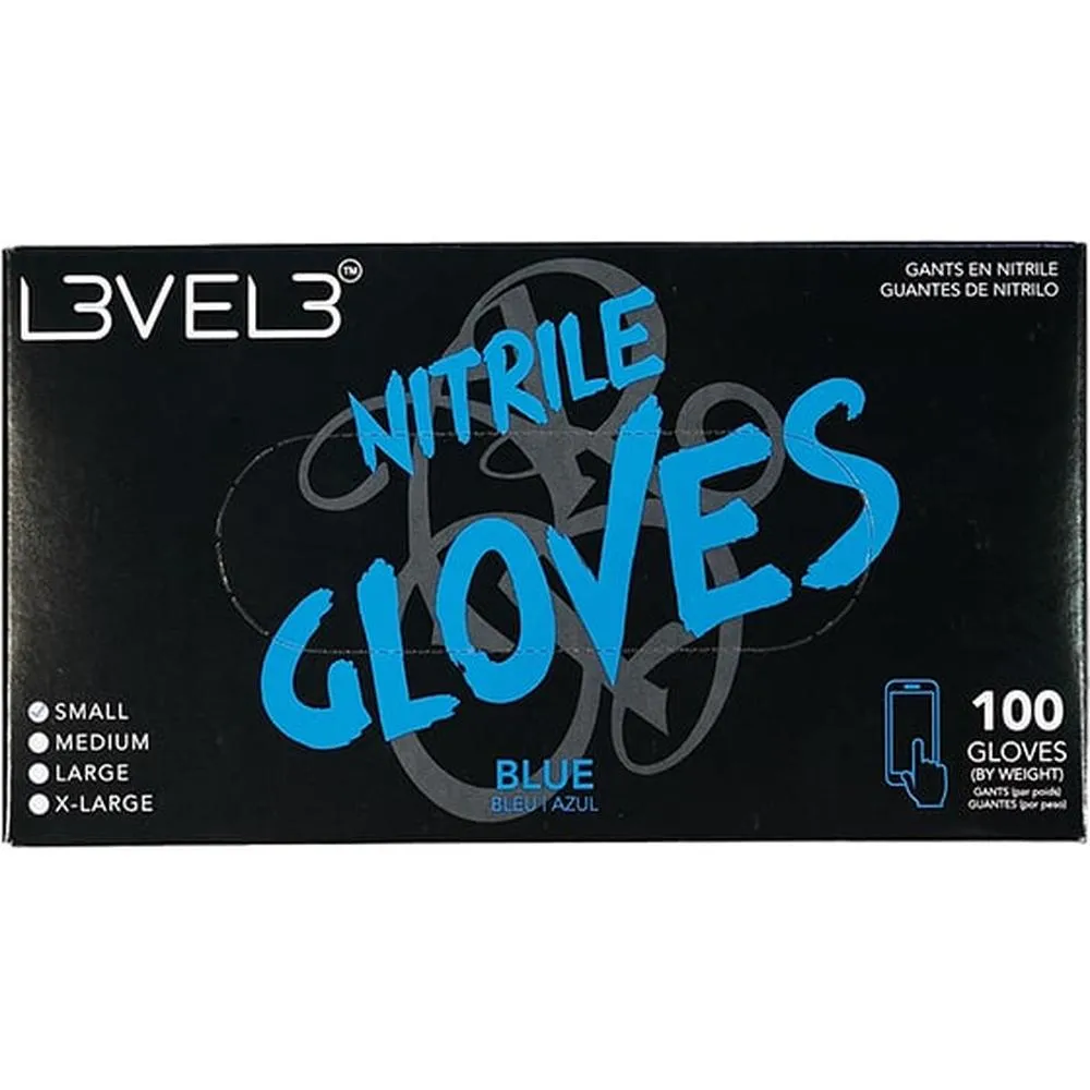 L3VEL3 Nitrile Blue Gloves - X-LARGE / 100 Pack - 3.8 mil Thickness