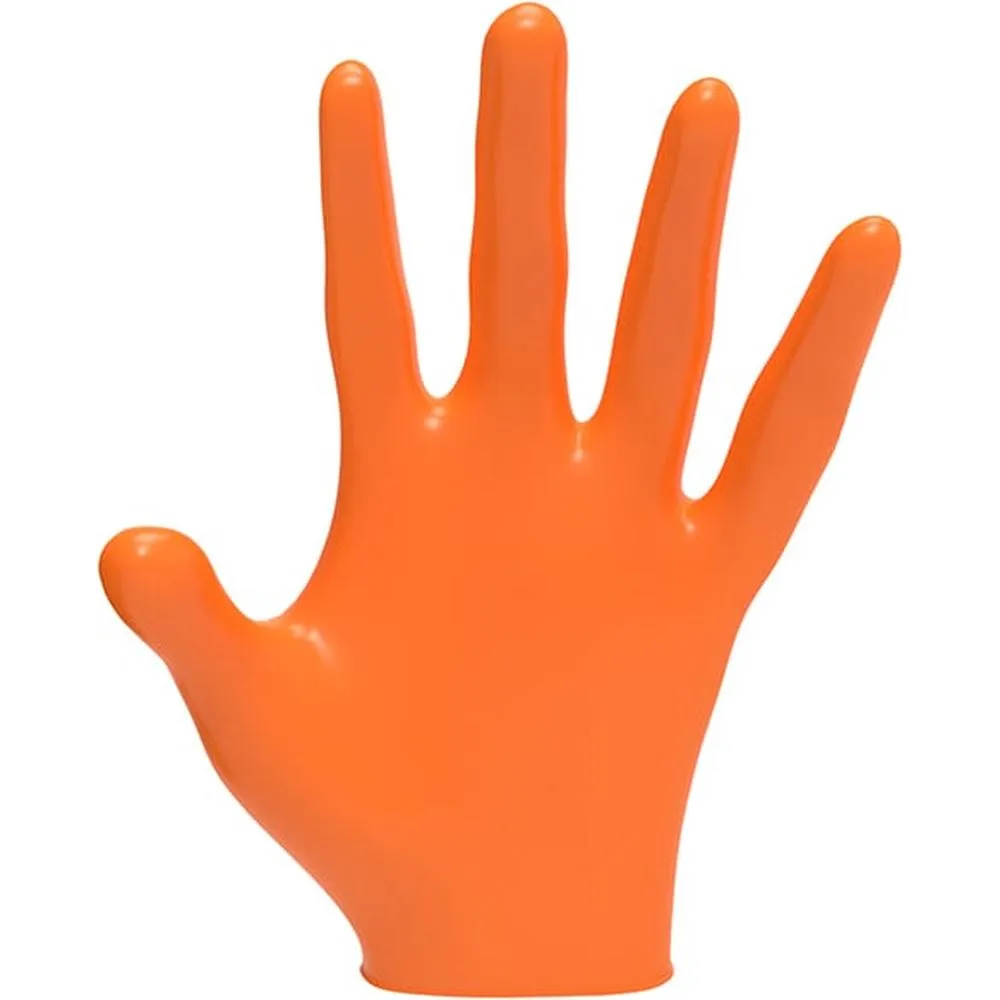 L3VEL3 Nitrile Orange Gloves - LARGE / 100 Pack - 3.5 mil Thickness