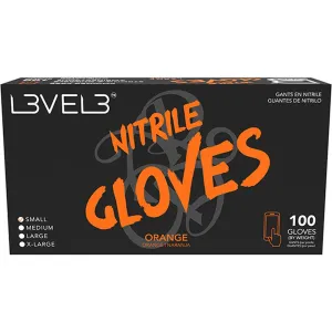 L3VEL3 Nitrile Orange Gloves - SMALL / 100 Pack - 3.5 mil Thickness
