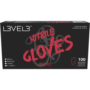 L3VEL3 Nitrile Red-ish Gloves - LARGE / 100 Pack - 3.5 mil Thickness