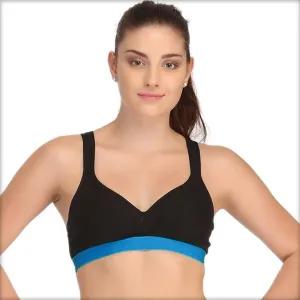 Ladies Gym Bra - Sports Bra - Black and Blue Sports Bra - Padded Sports Bra