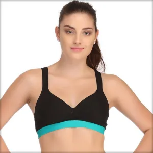 Ladies Gym Bra - Sports Bra - Black and Green Sports Bra - Padded Sports Bra