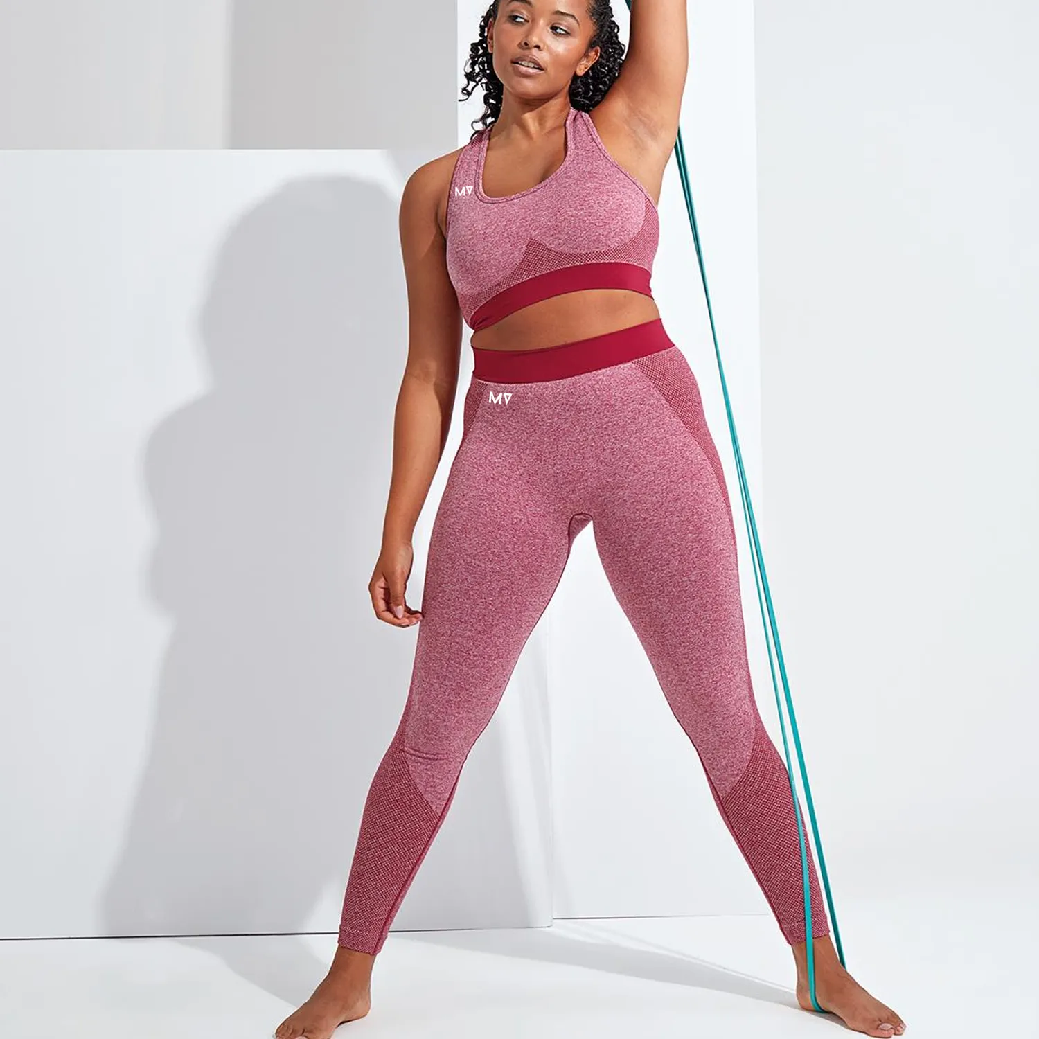 Ladies MV seamless '3D fit' multi-sport sculpt leggings - Burgundy