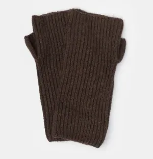 Lana Fingerless Woollen Gloves Chocolate Brown