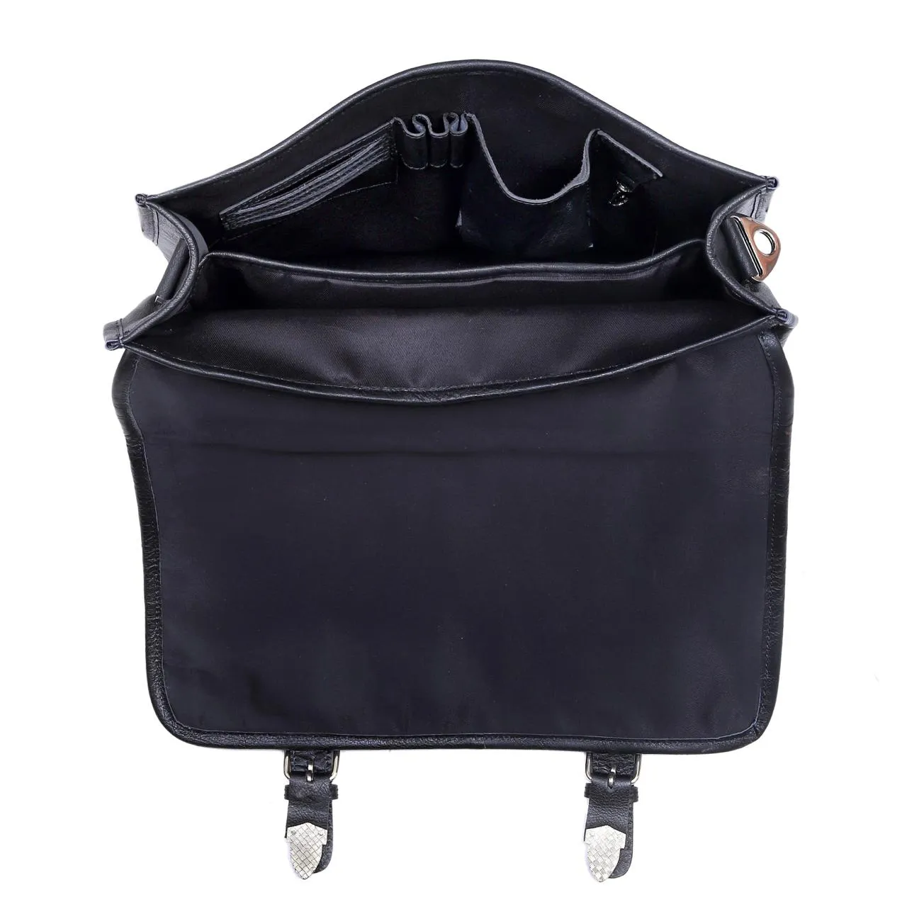 Landon Black Leather Messenger Bag